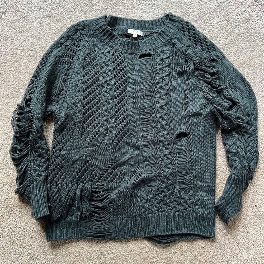 Boho distressed sweater